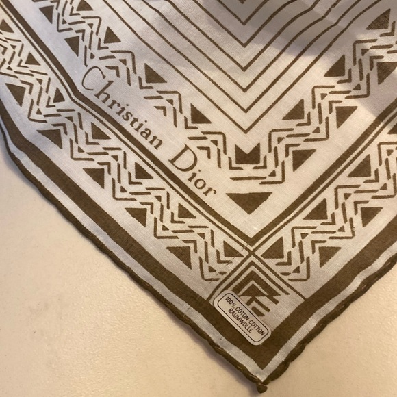 Vintage Christian Dior small square cotton scarf handkerchief - Picture 11 of 12